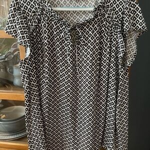 Lane Bryant Black and White Patterned Blouse